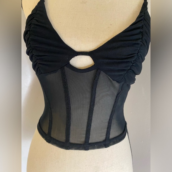 Urban Outfitters Mesh Corset Black Size M - Picture 2 of 5